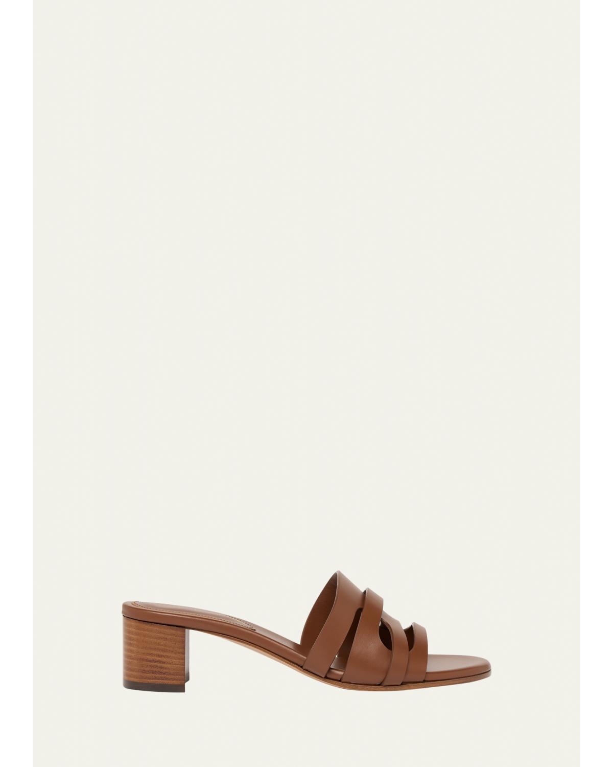 45Mm Calfskin Leather Mule Sandals
