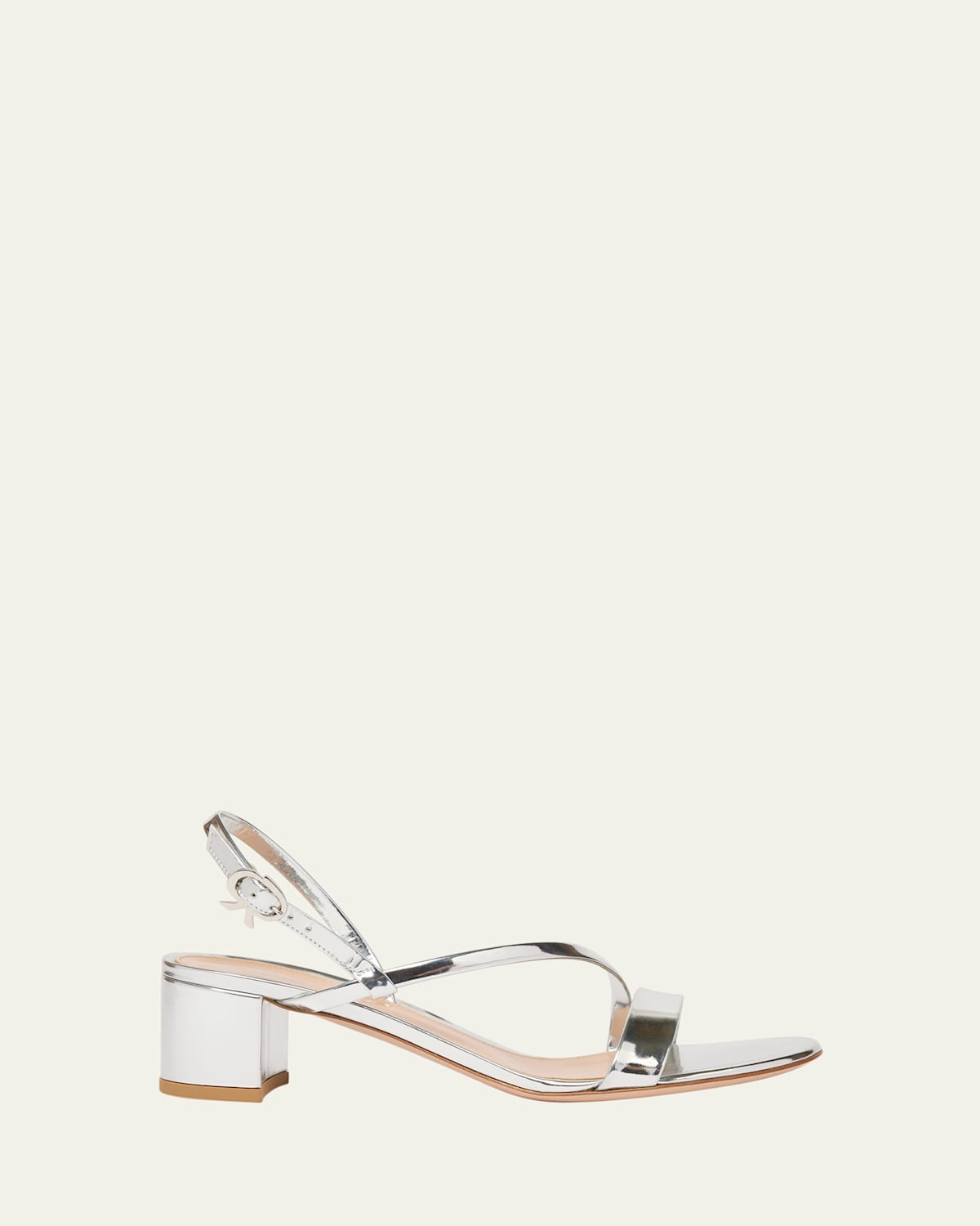 Gianvito Rossi 45mm Betsy Metallic Leather Sandals In Silver