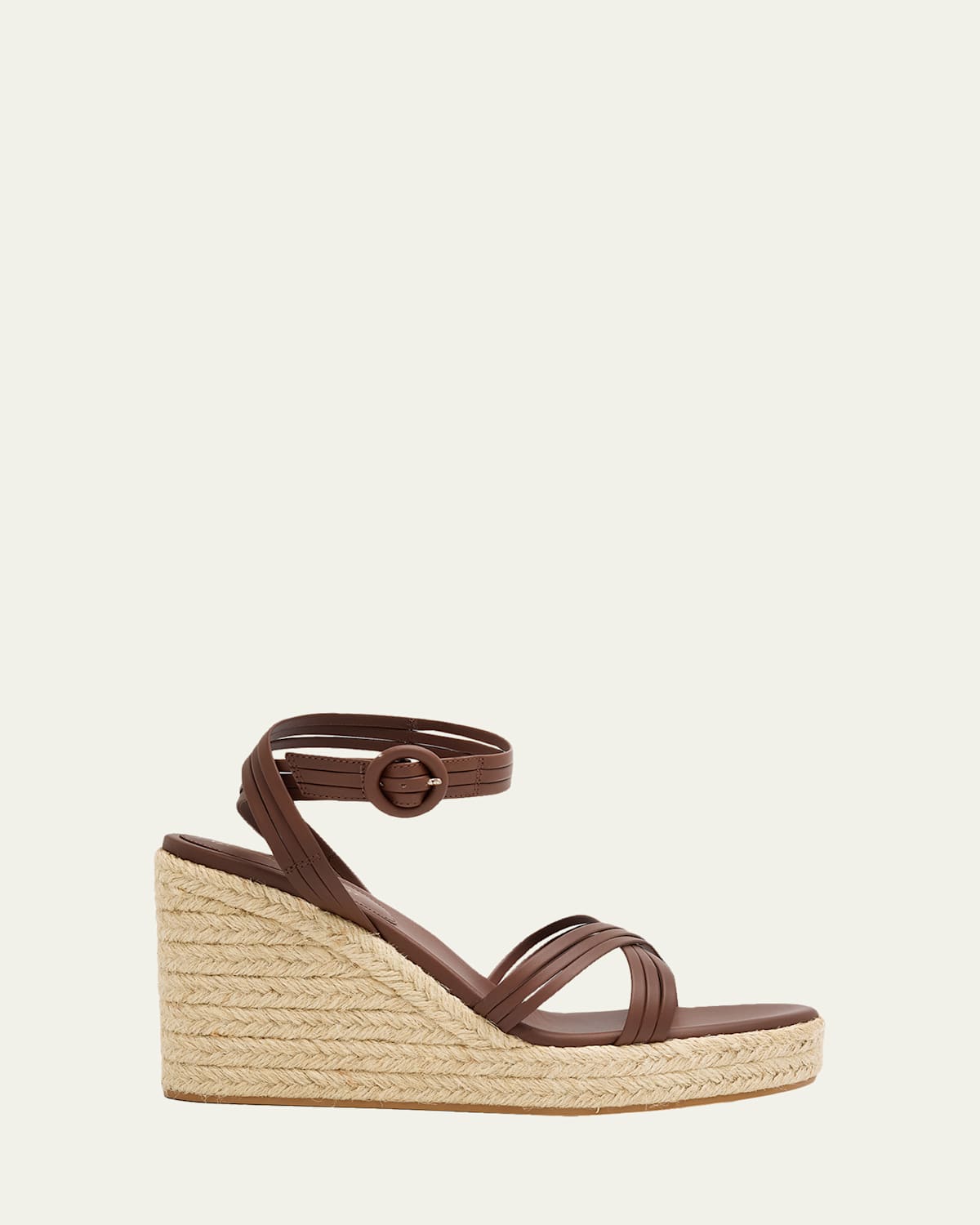 Gianvito Rossi 70mm Strappy Leather Espadrille Platform Sandals In Brown