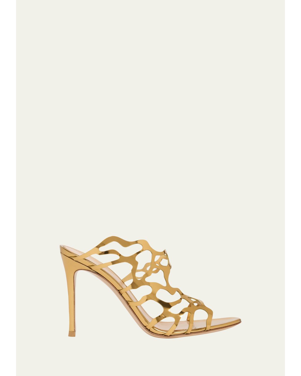 95Mm Cutout Metallic Leather Mule Sandals