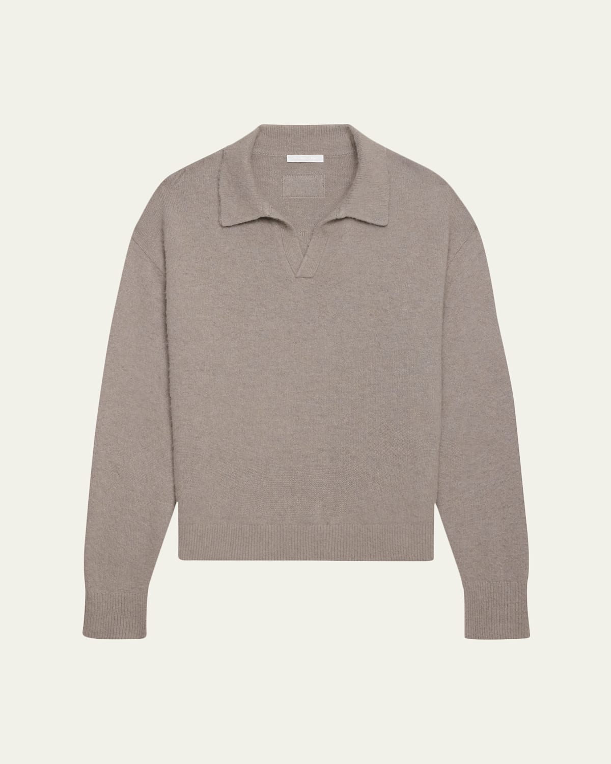 Helmut Lang Brushed Open Collar Polo Sweater In Gray