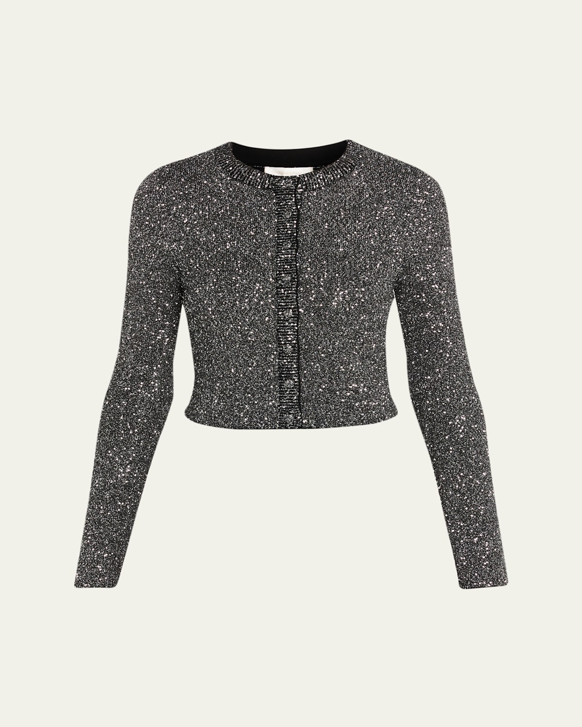 Loveshackfancy Ferra Sequined Knit Cardigan In Black