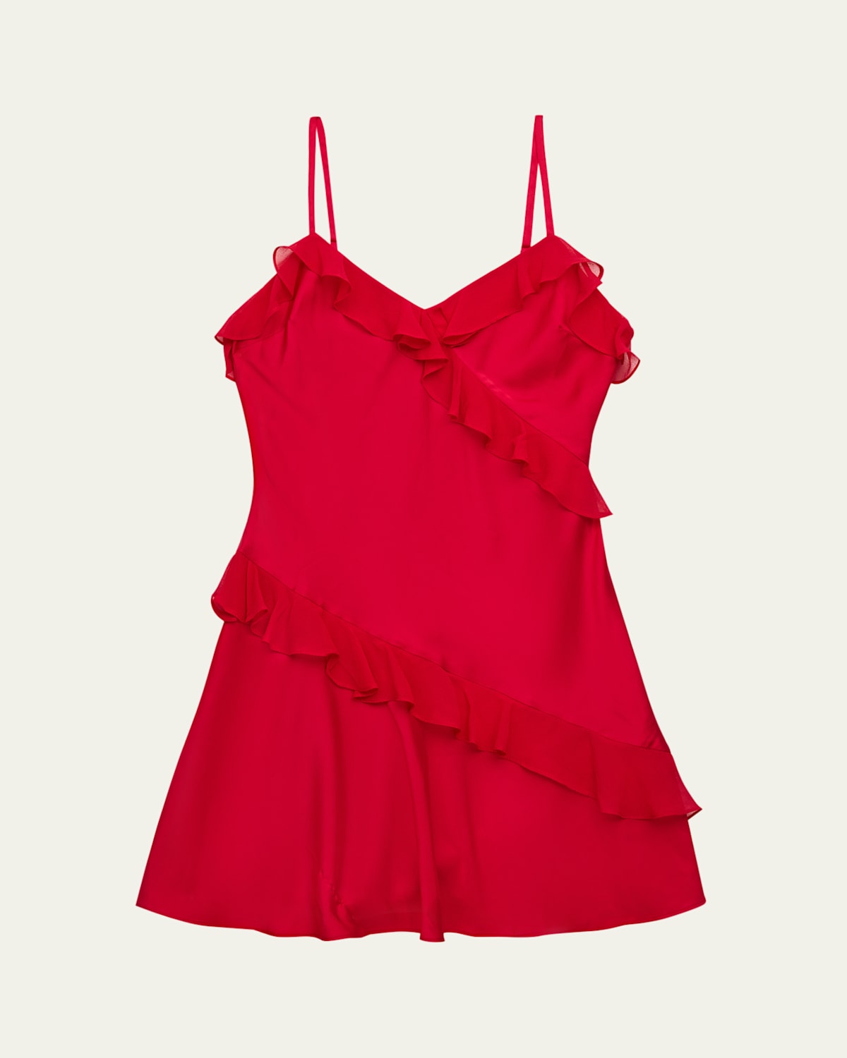 Loveshackfancy Kids' Girl's Tween Lomina Ruffled Chiffon Mini Dress In Red