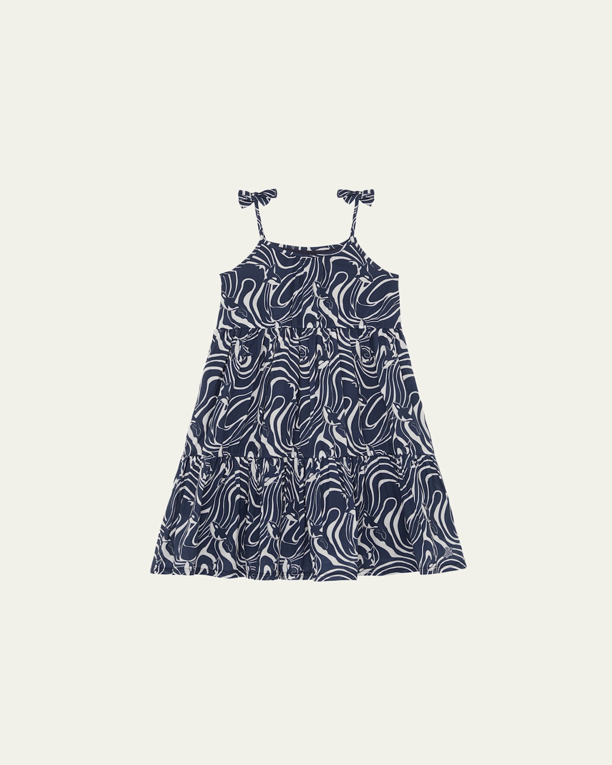 Girl's Orcas-Print Ruffled Cotton Dress, Size 2-14
