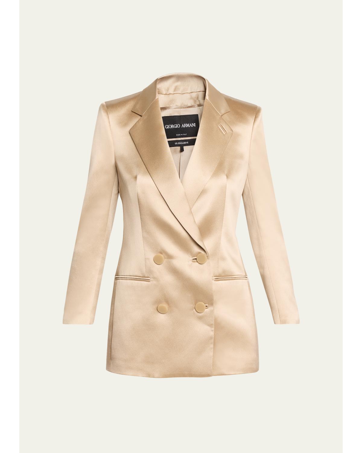 Satin Double-Breasted Blazer Jacket
