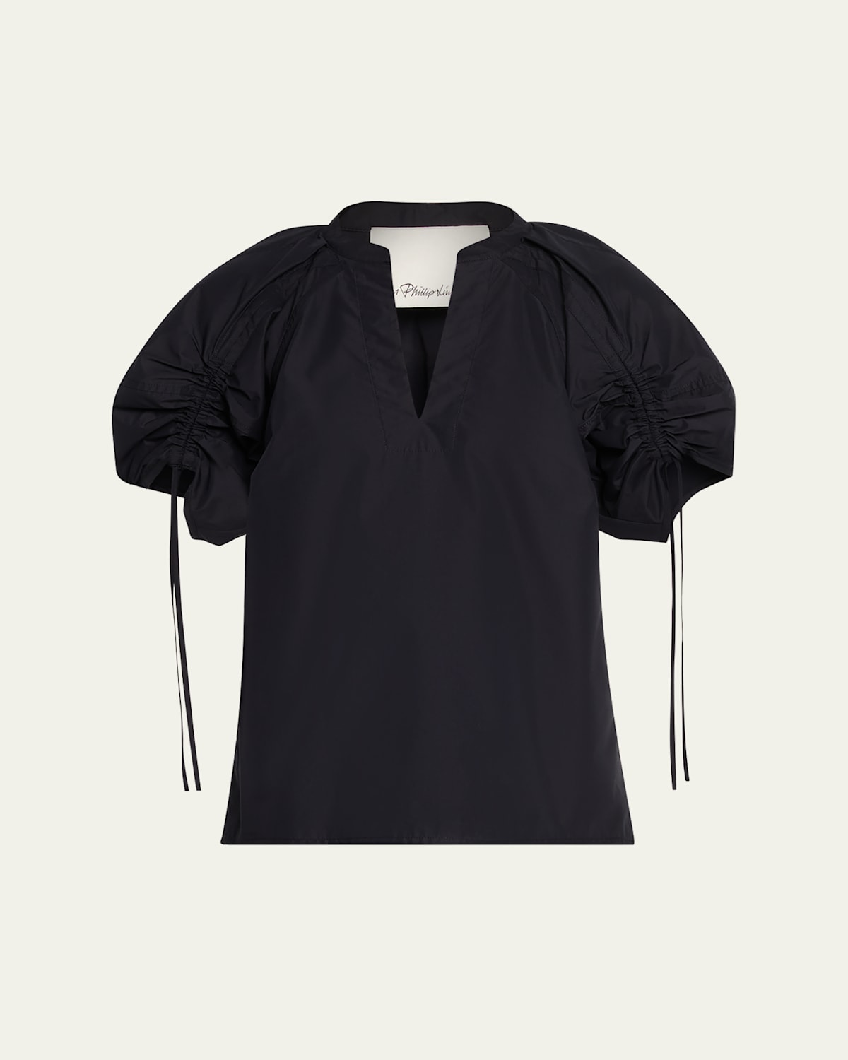 3.1 Phillip Lim Ruched Sleeve V-neck Blouse In Blue