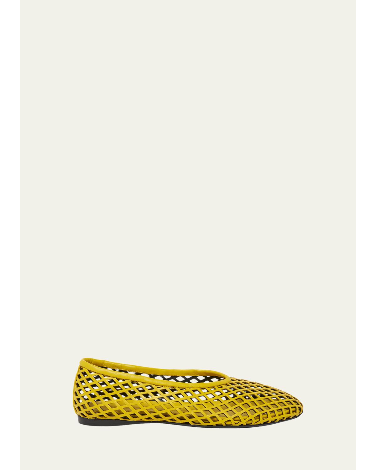 Tee Perforated Leather Ballerina Flats