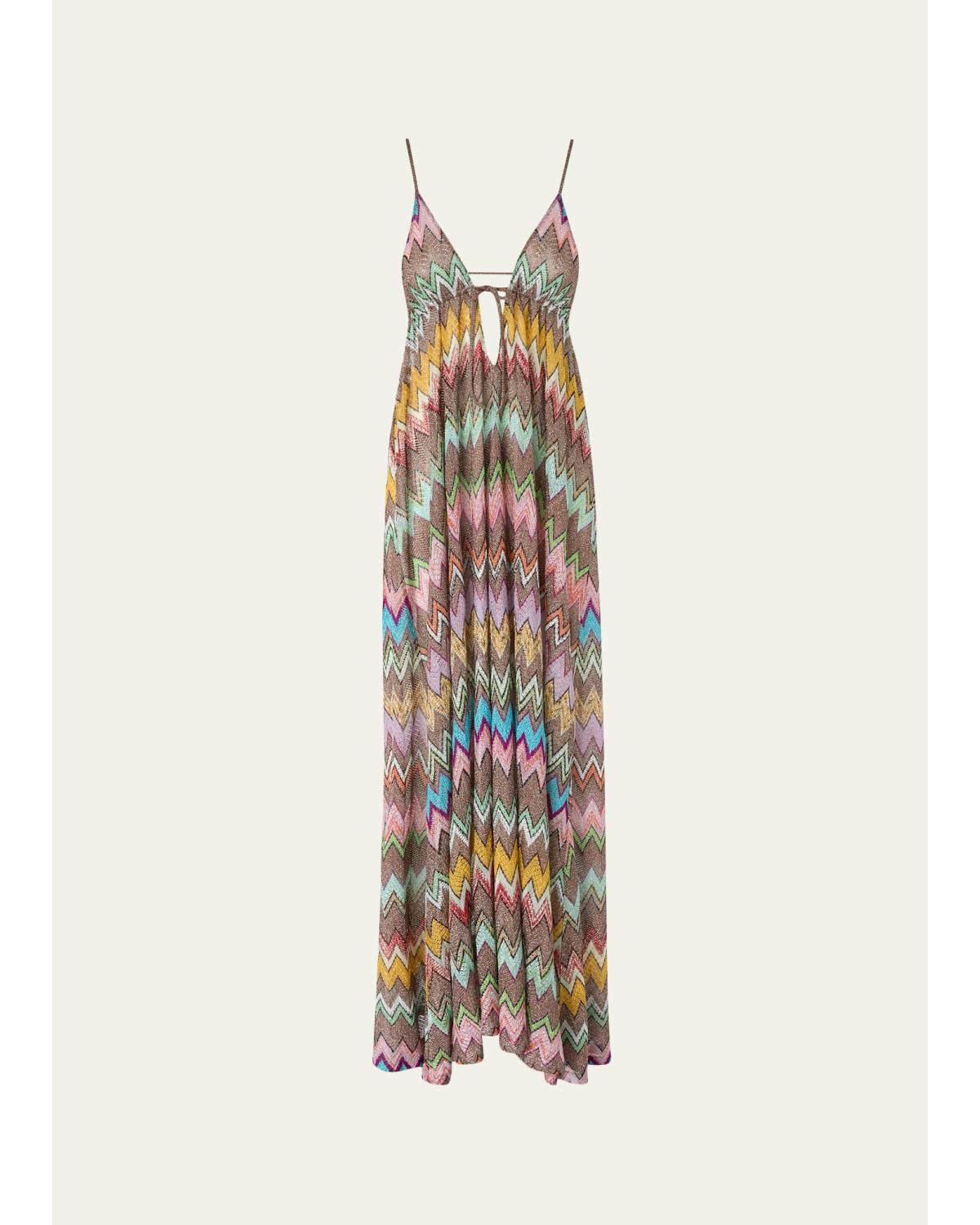 Metallic-Knit Maxi Coverup Dress