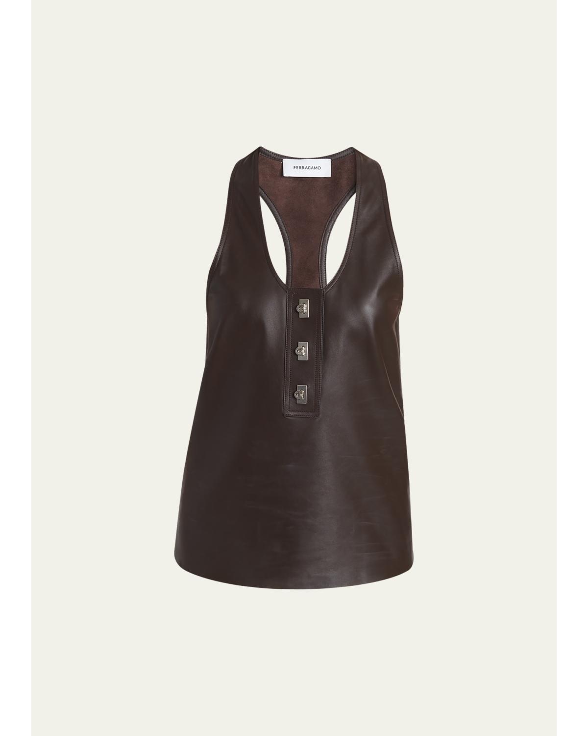 Toggle Nappa Leather Racerback Tank Top