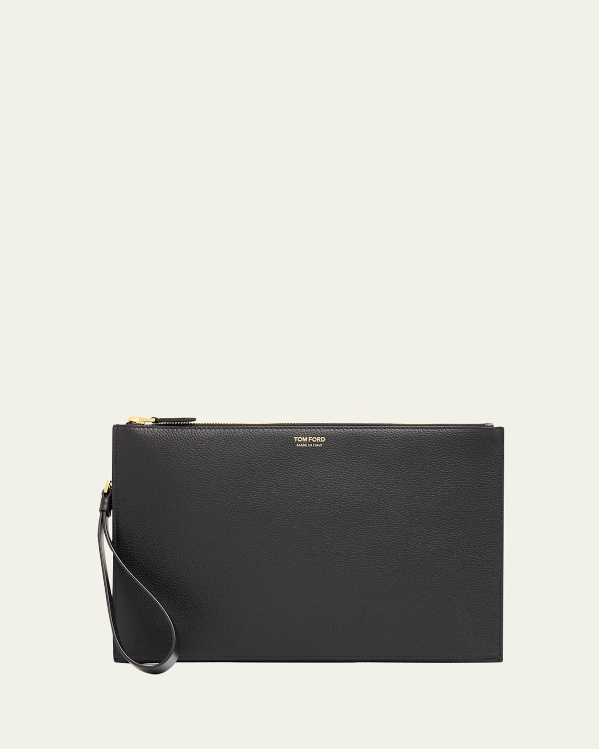 Tom Ford Men's Leather Flat Pouch With Strap In Black