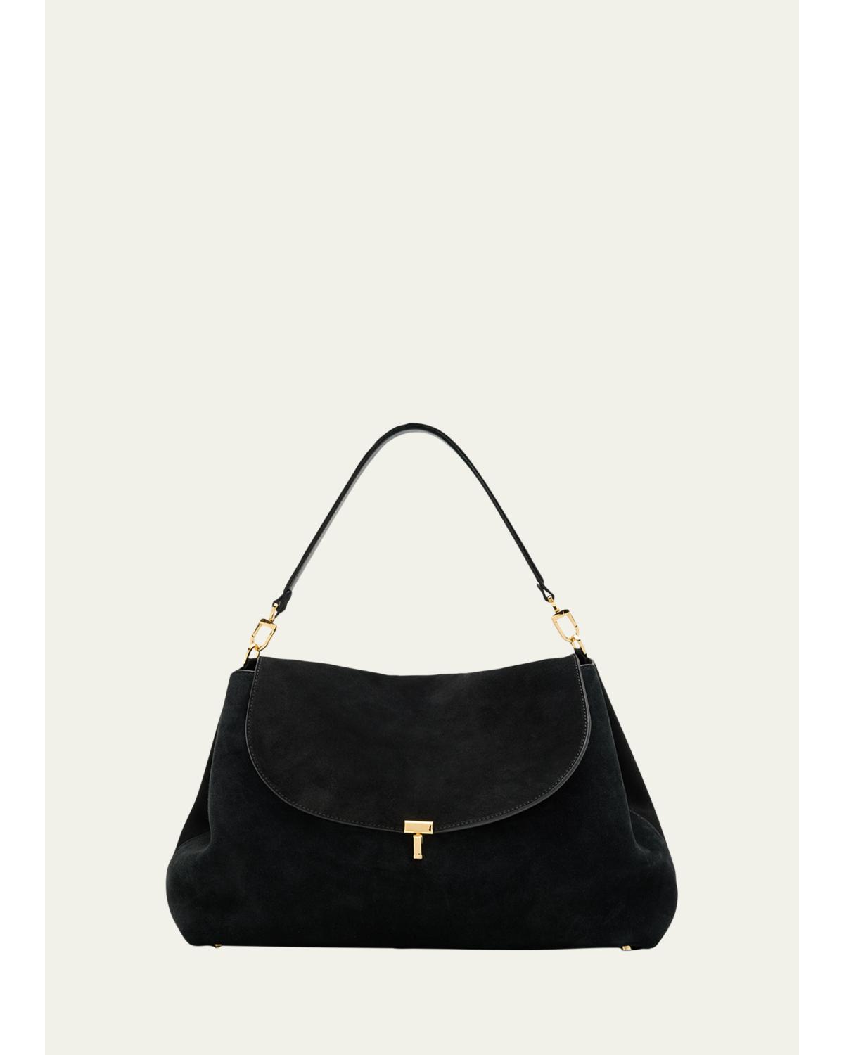 T-Lock Suede Shoulder Bag