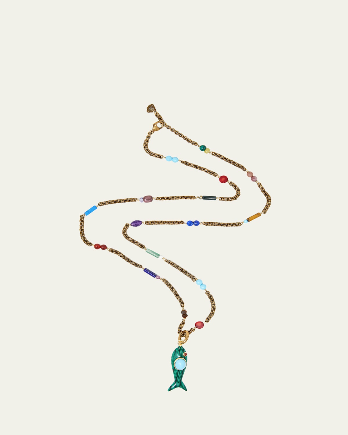 Grazia And Marica Vozza Malachite Little Fish Pendant Necklace