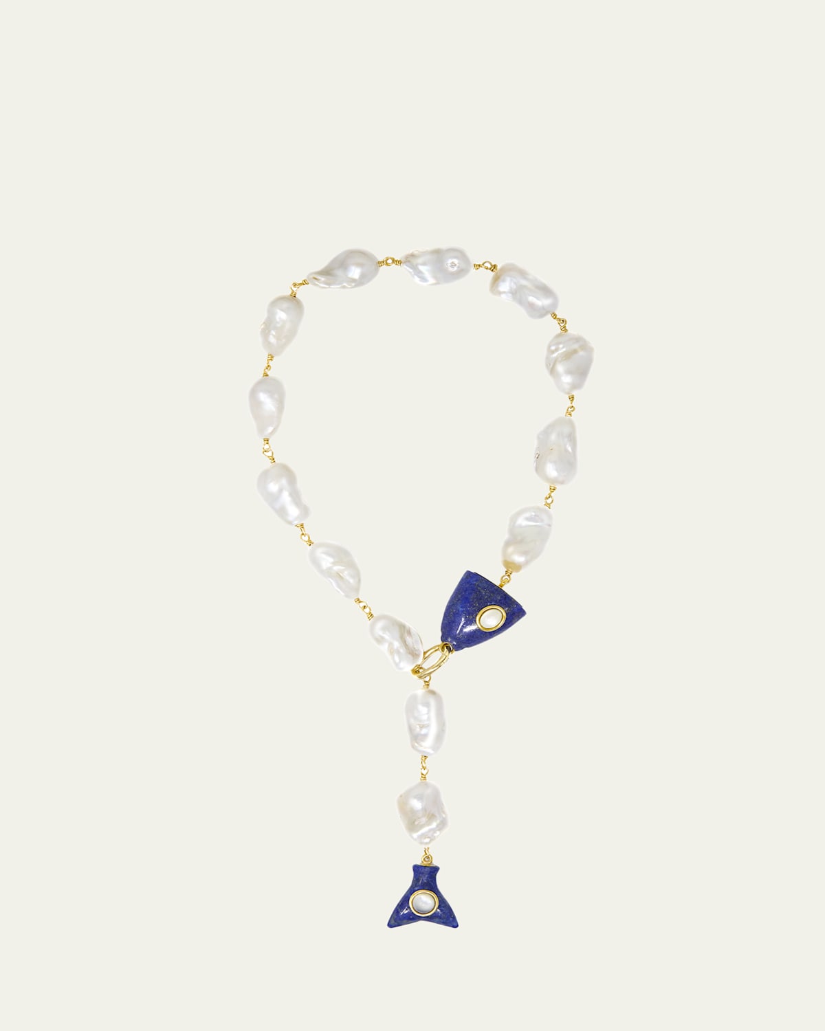 Grazia And Marica Vozza Baroque Pearl Head to Tail Y-Necklace