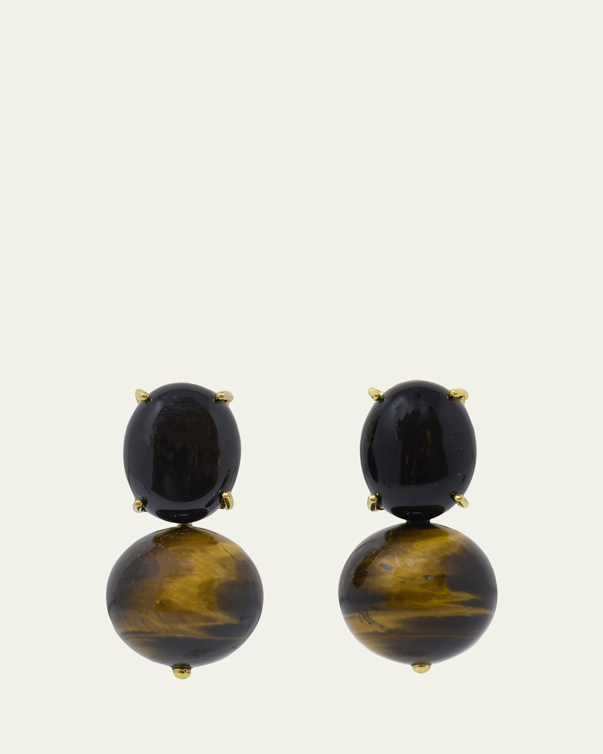 Grazia And Marica Vozza Tiger's Eye and Onyx Stacked Earrings