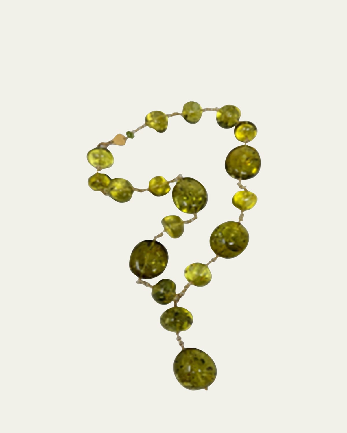 Grazia And Marica Vozza Green Amber Y-Drop Necklace