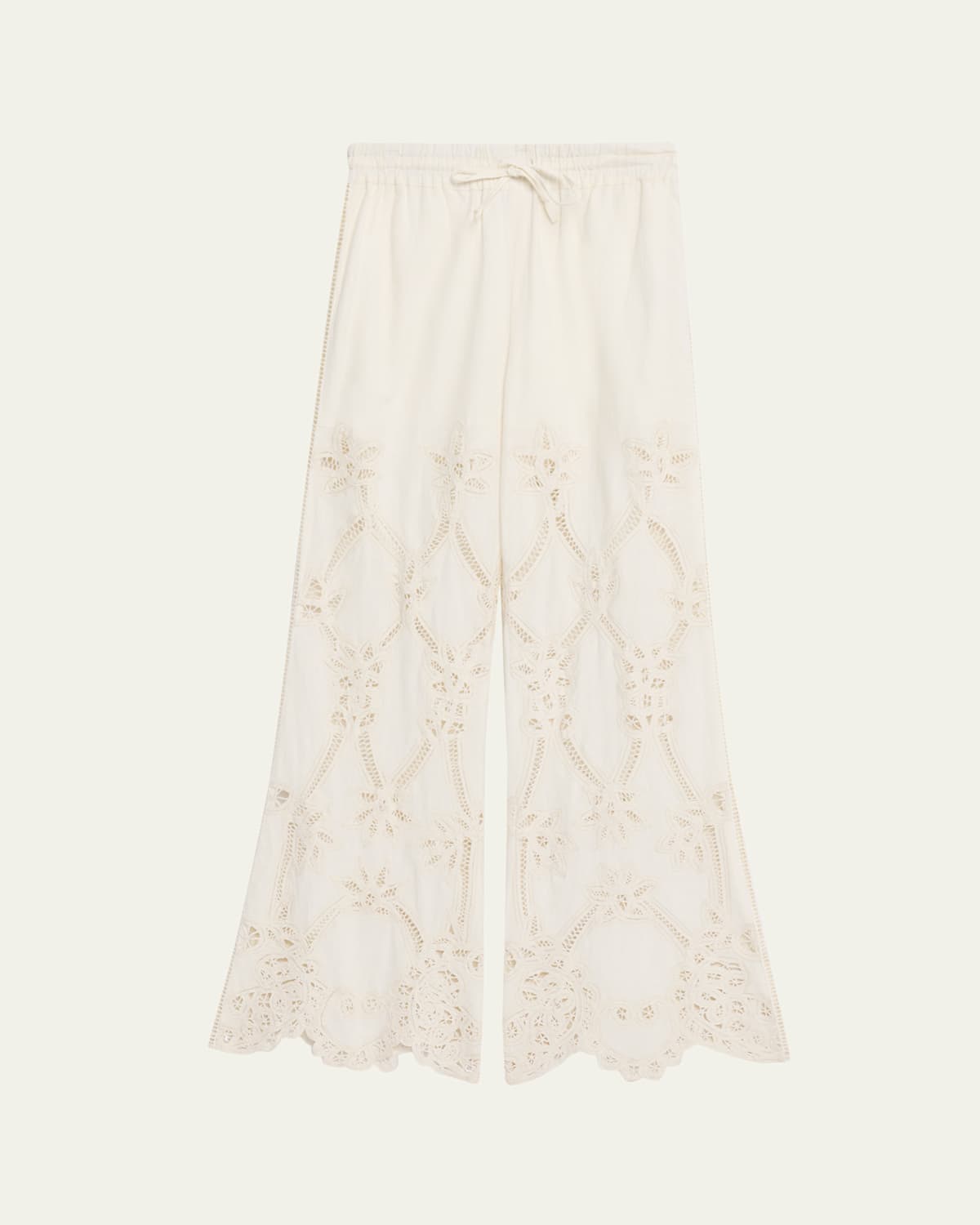 Veronica Beard Daisy Wide-leg Eyelet Pants In Gray