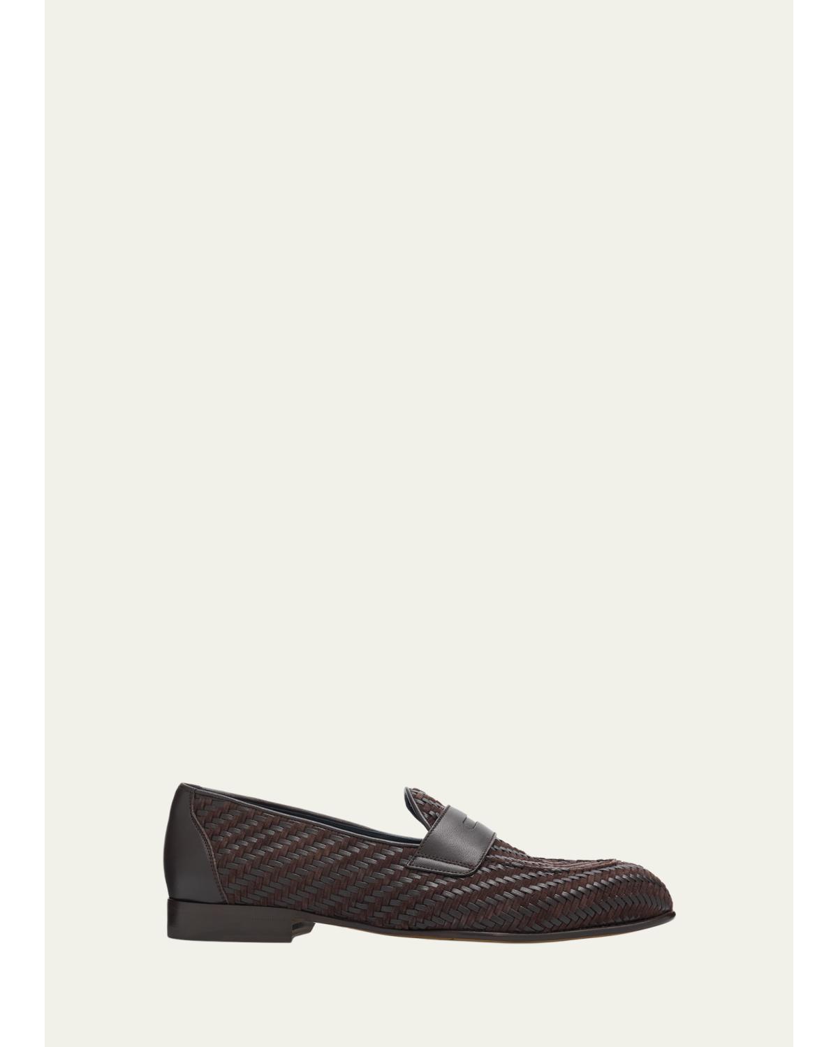 Men'S Appia Woven Leather Penny Loafers