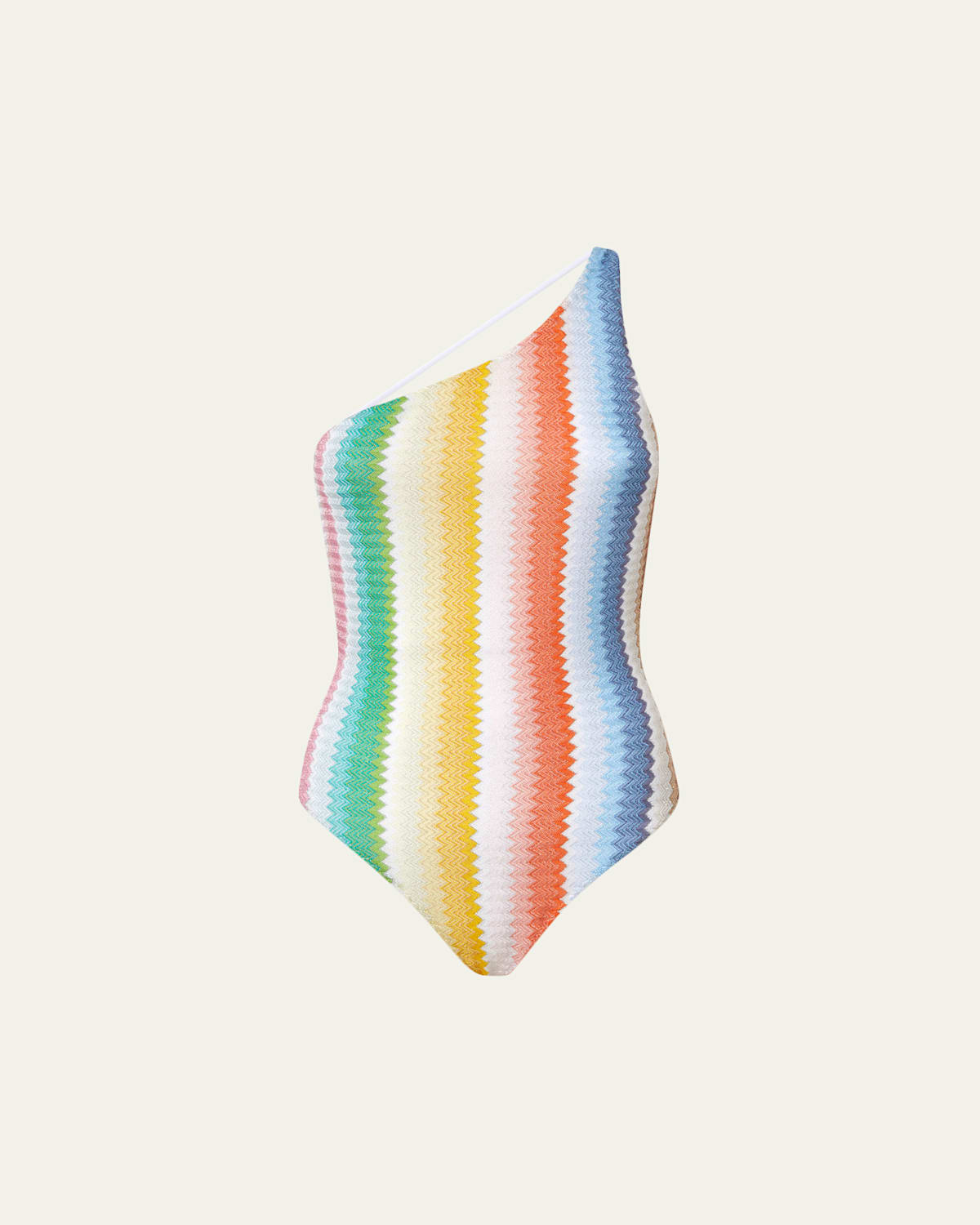 Missoni Striped Zig Zag Asymmetric One-Piece Swimsuit