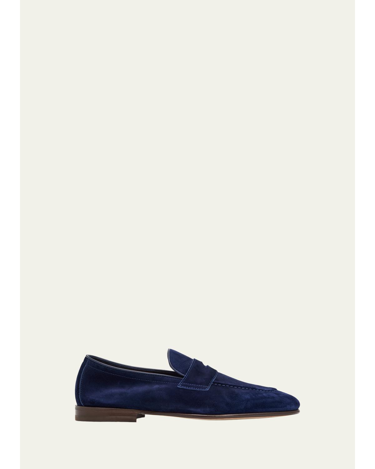 Men'S Leather Apron-Toe Penny Loafers