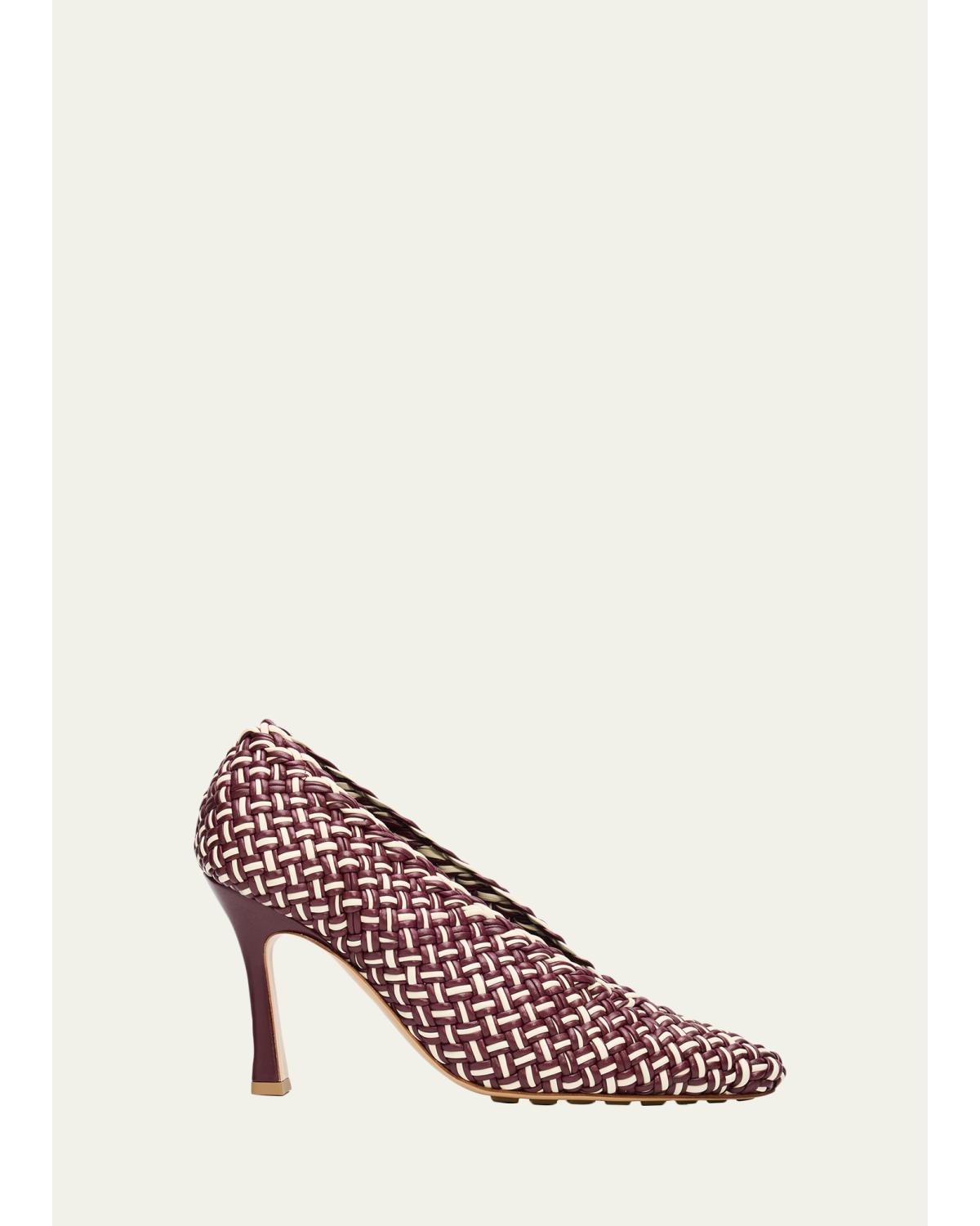 90mm Sofia Intrecciato Leather Pumps