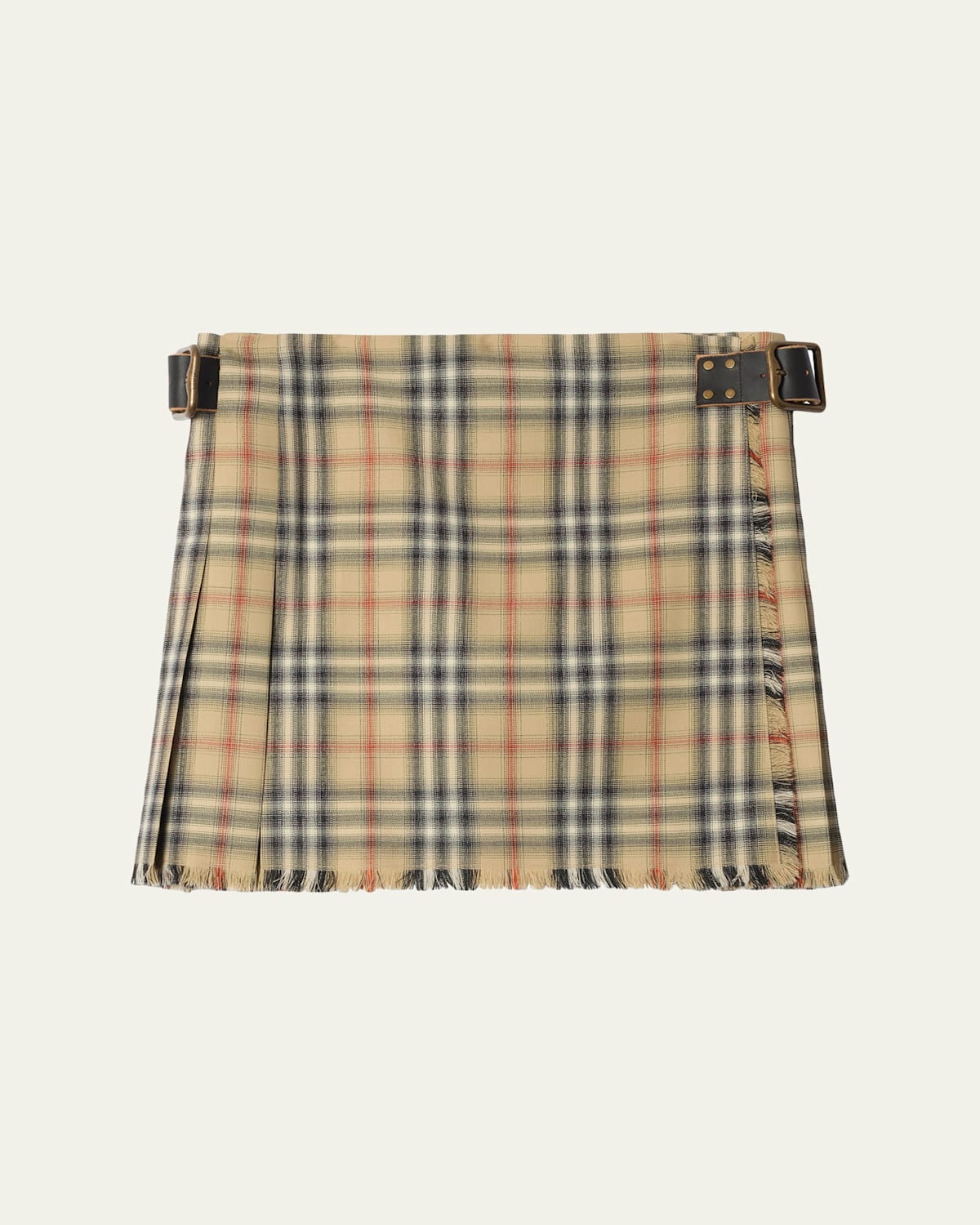 Burberry Skye Check Buckled Mini Wrap Skirt In Multi