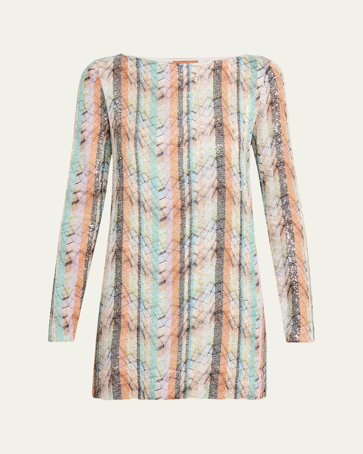 Missoni Multi-technique Long-sleeve Mini Dress In Gray