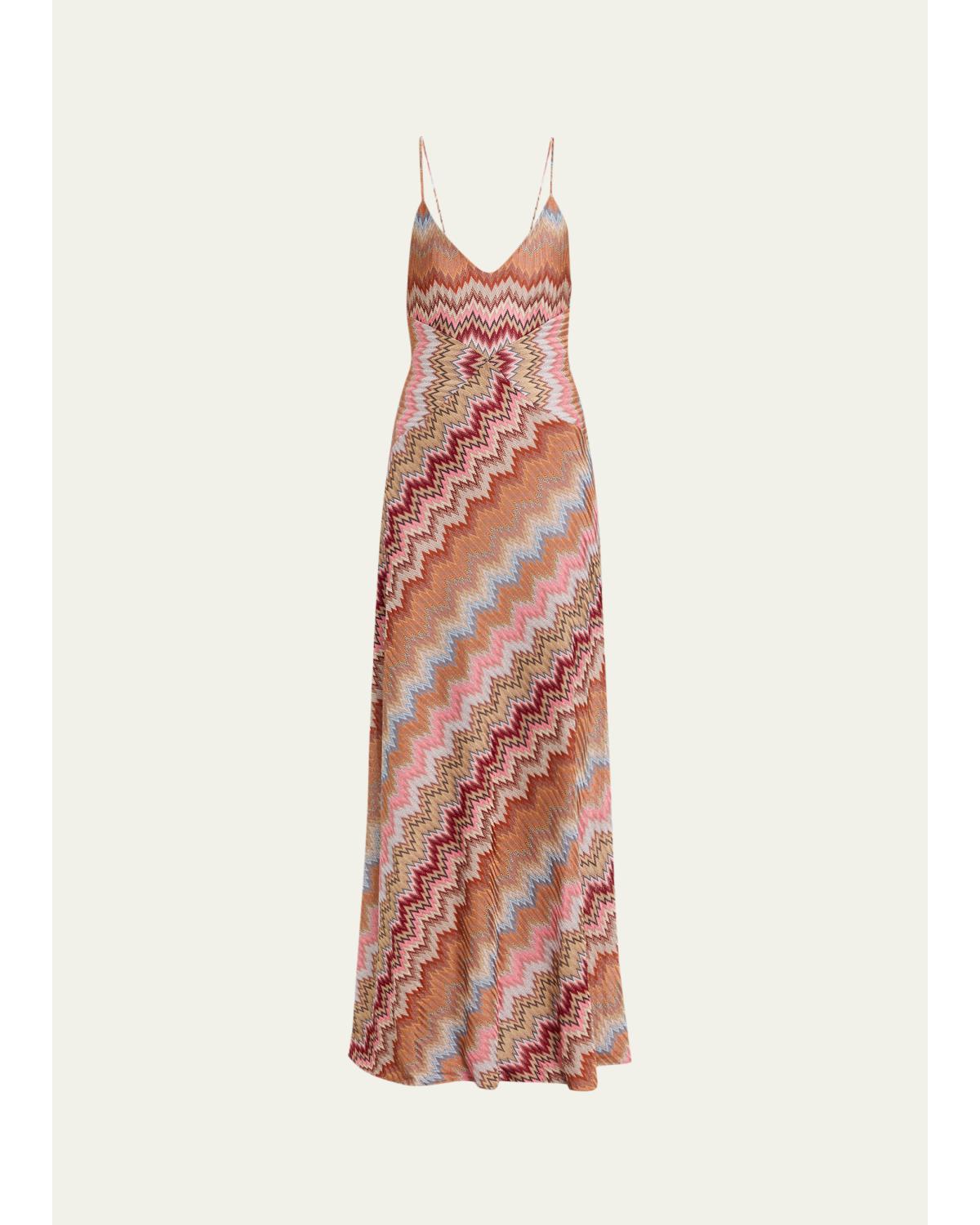 Multicolor Snake Chevron Sleeveless Gown