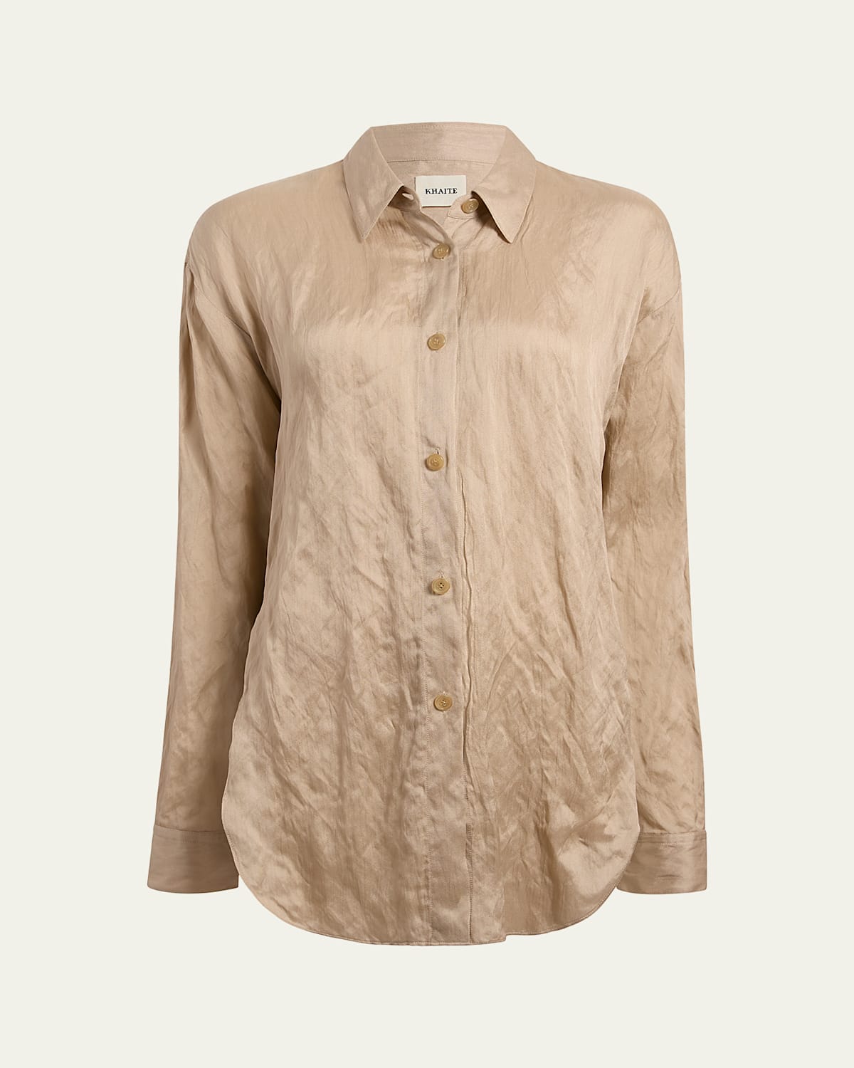 Khaite Goya Crinkled Satin Button-down Top