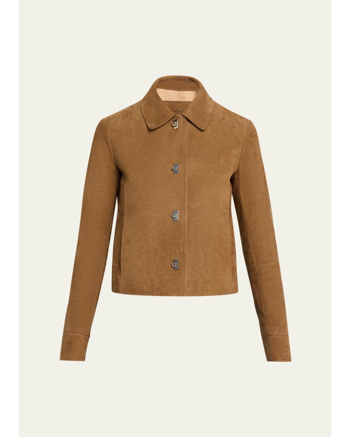 Nubuck Leather Boxy Jacket