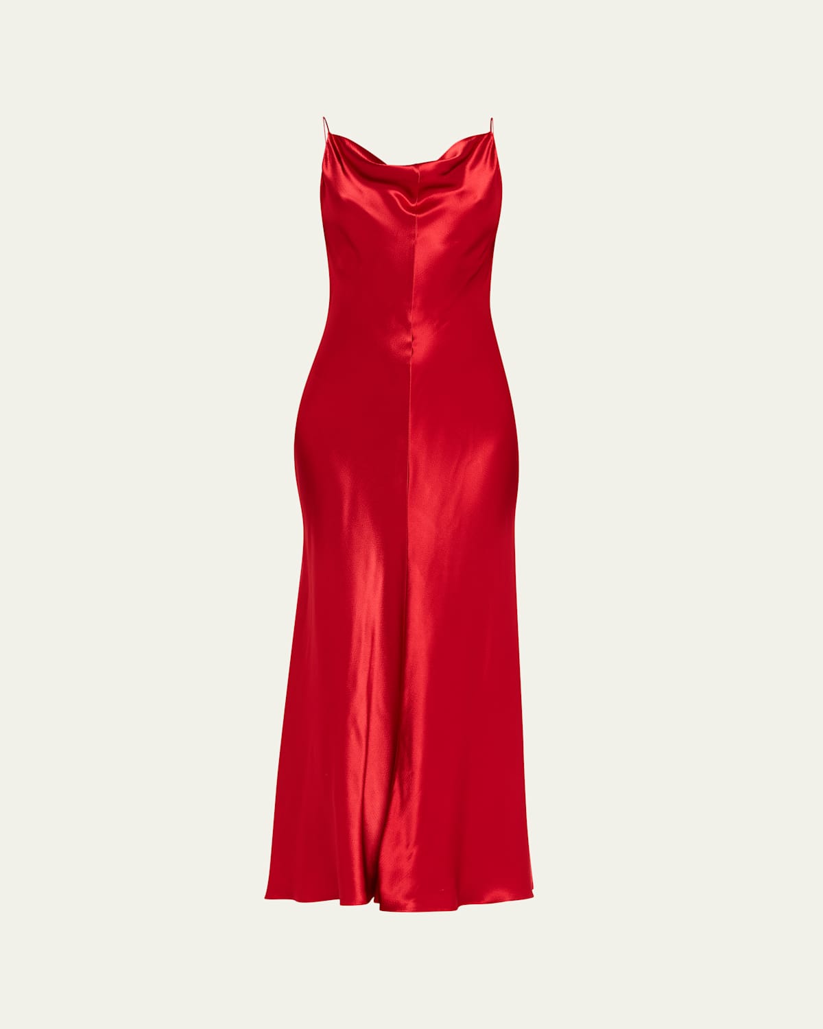 Fforme Emi Hammered Satin Cowl-neck Maxi Slip Dress In Red