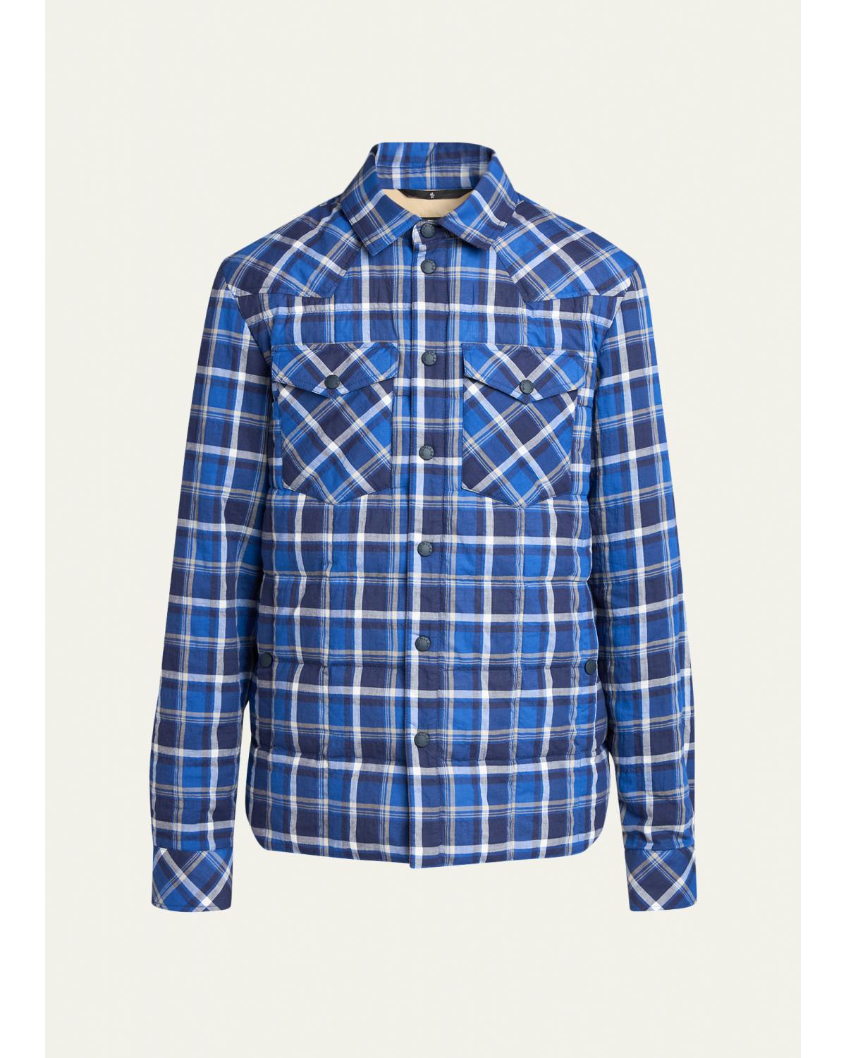 Men'S Plaid Snap-Front Shirt Jacket