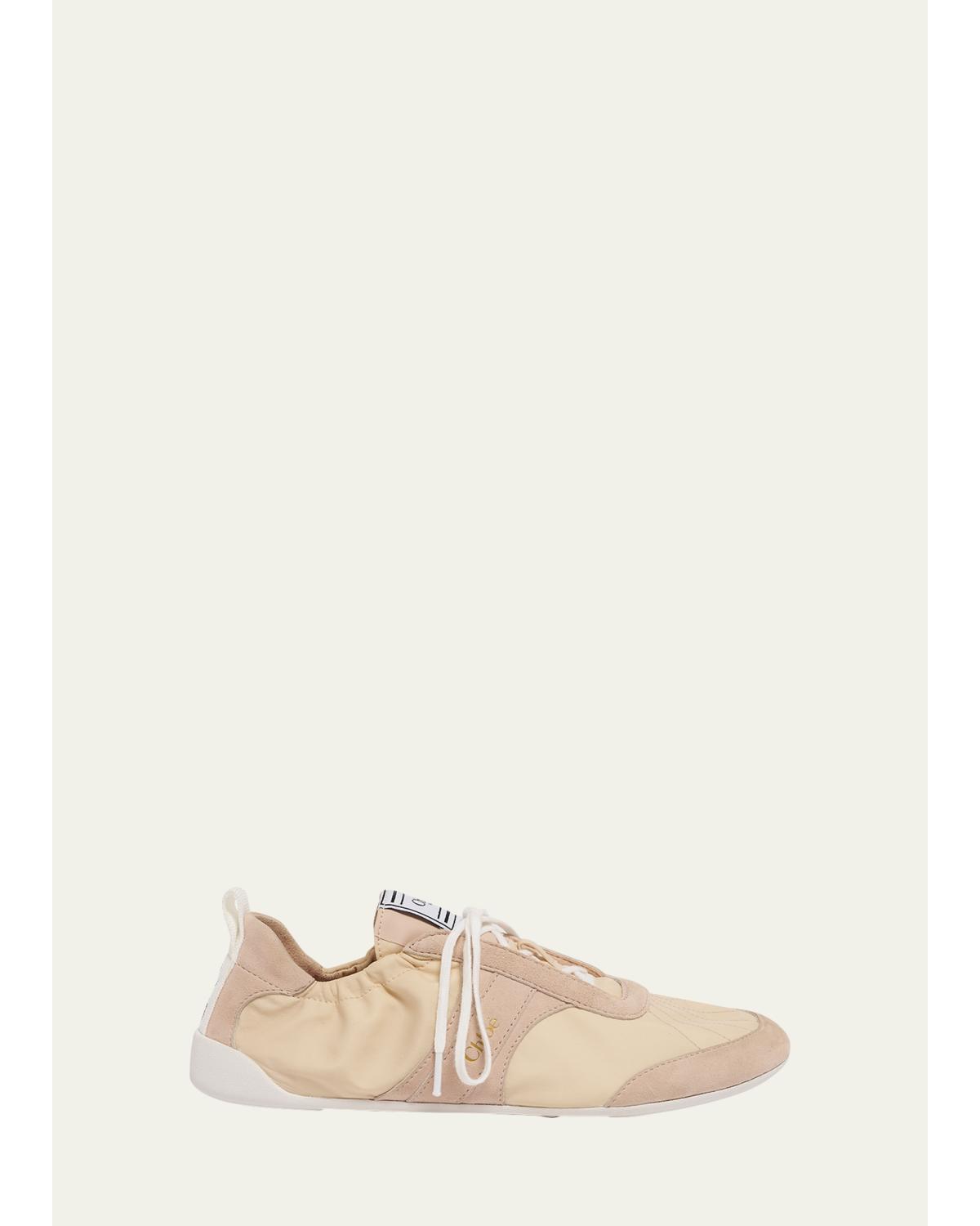 Kick Mixed Leather Low-Top Sneakers