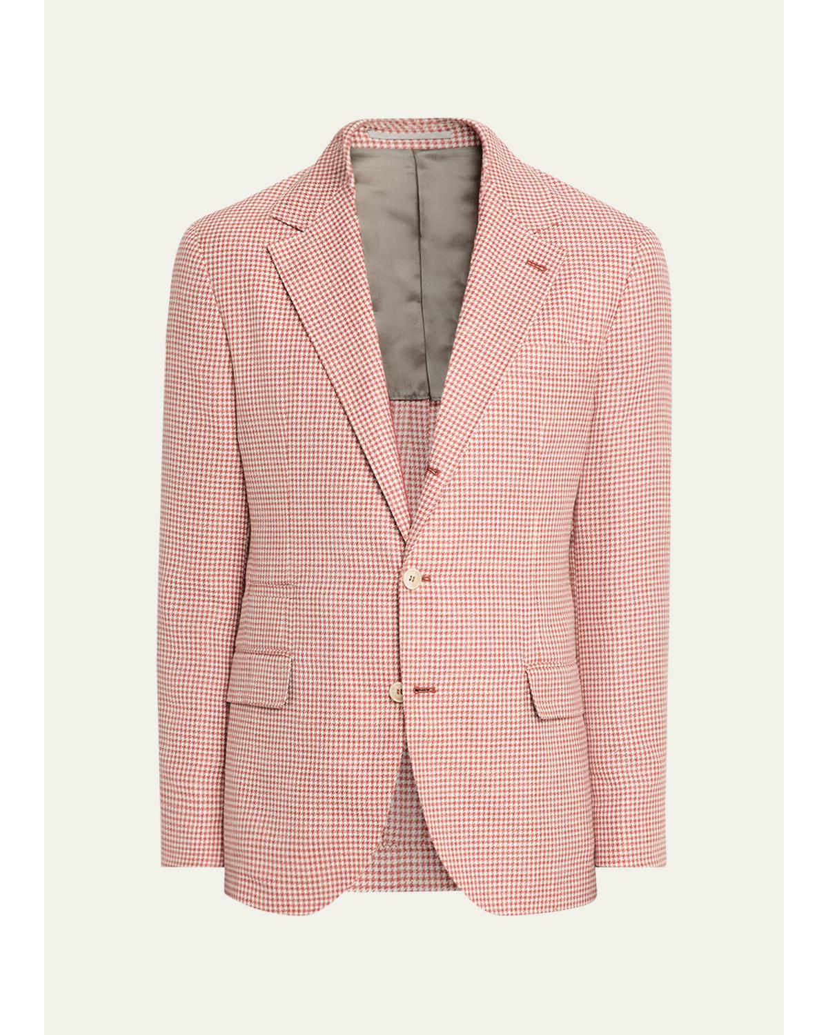 Men'S Wool, Silk And Linen Houndstooth Sport Coat