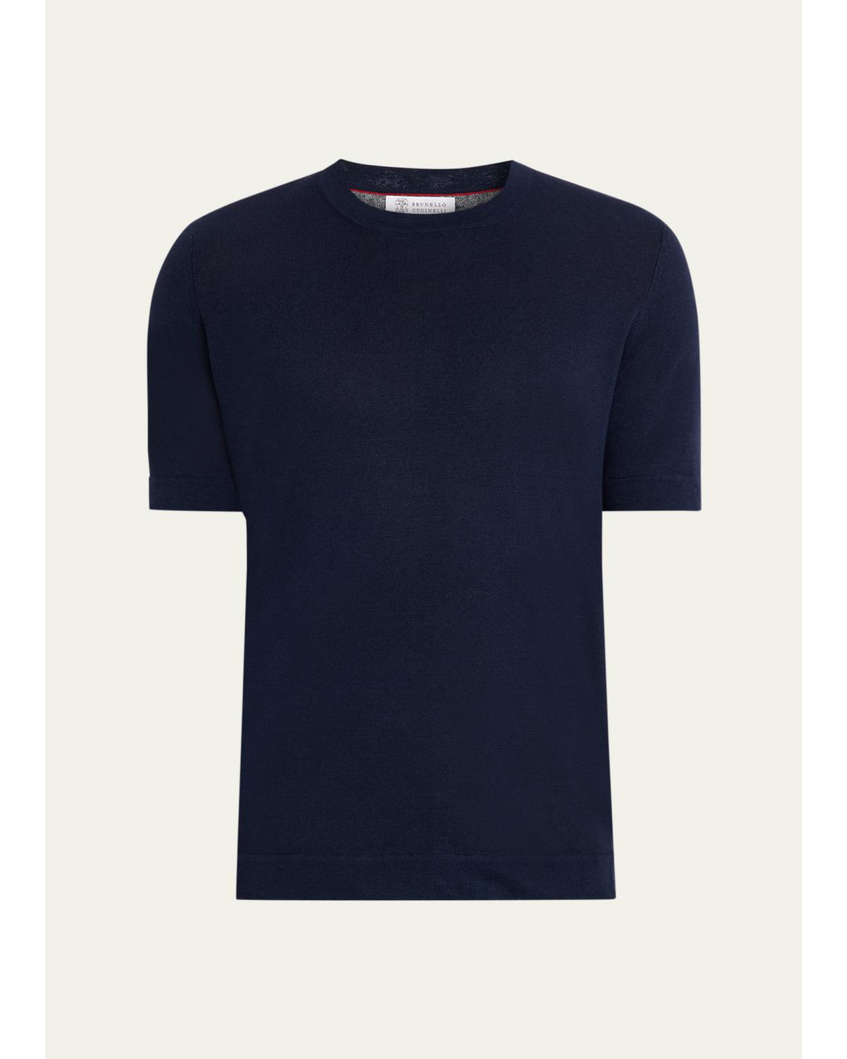 Men'S Linen And Cotton Knit Short-Sleeve Sweater