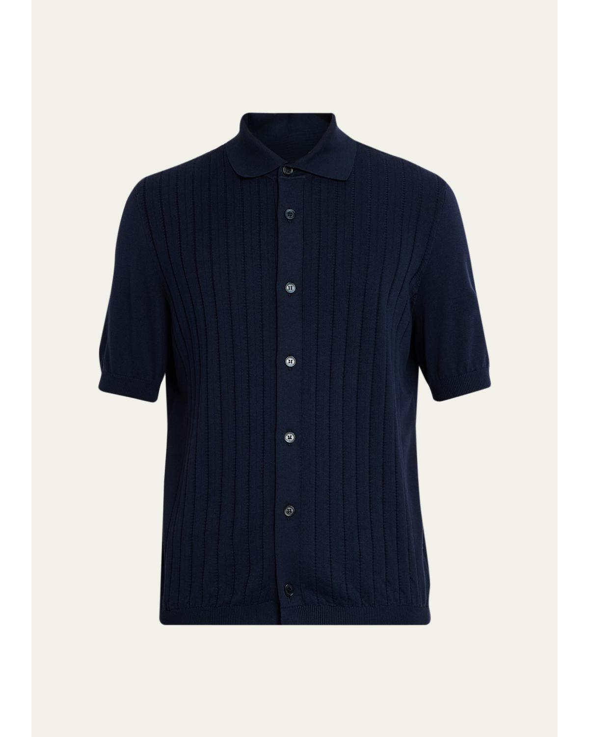 Men'S Cotton Rib Short-Sleeve Shirt