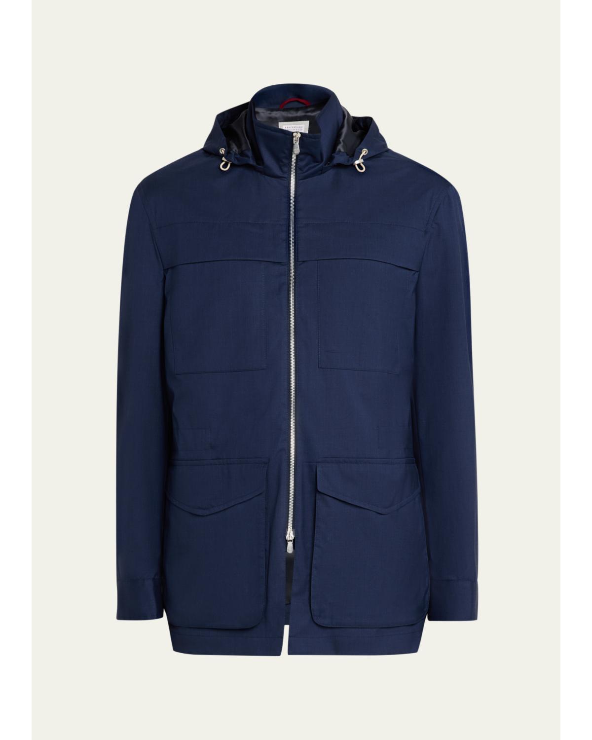 Men'S Water-Resistant Wool Hooded Jacket