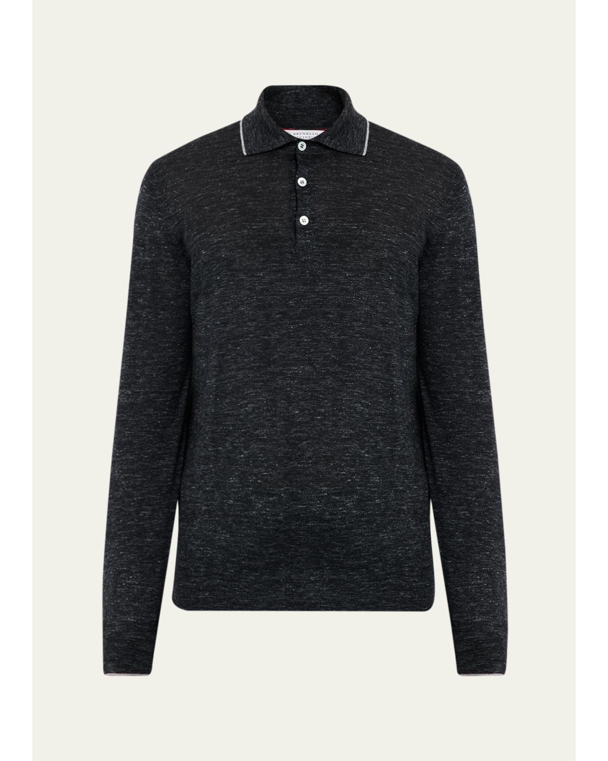 Men'S Cashmere Tipped-Collar Polo Sweater