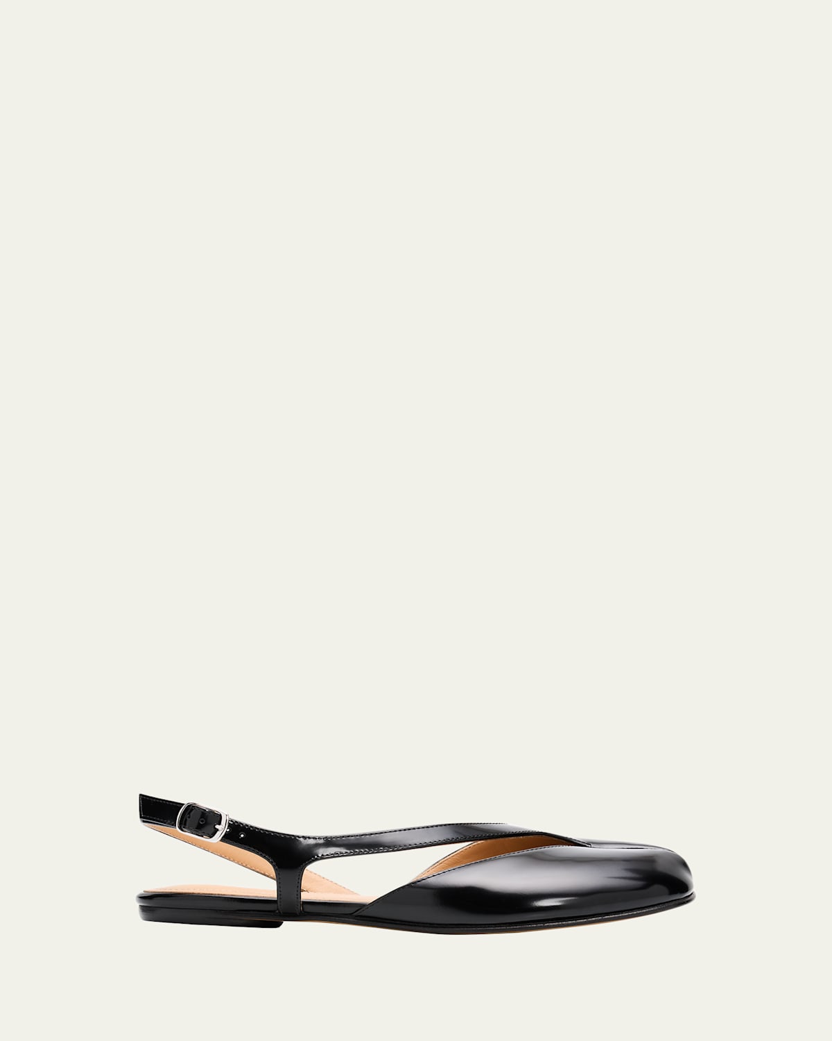 Maison Margiela Tabi Leather Split-toe Slingback Flats In Black