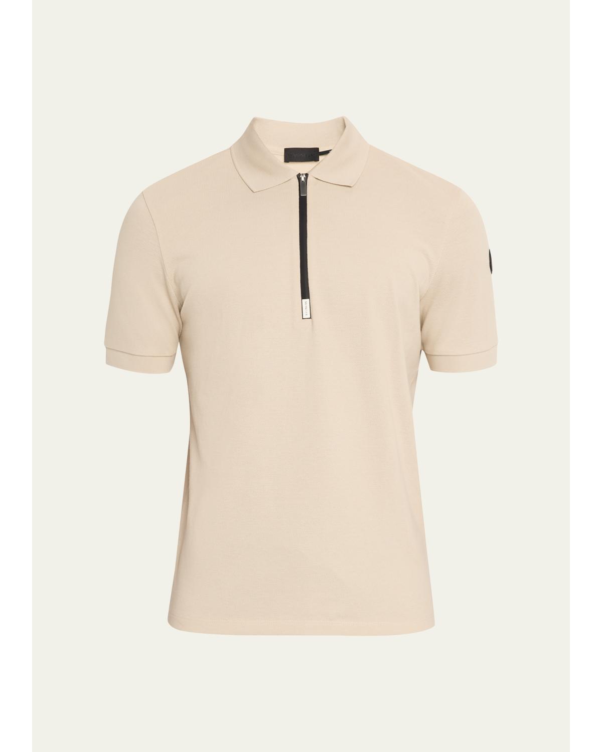 Men'S Logo Cotton Piquet Half-Zip Polo Shirt