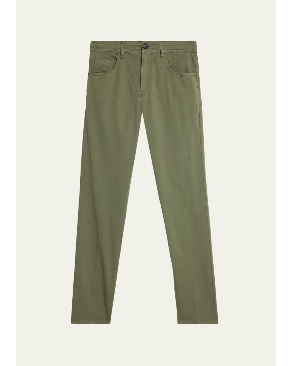 Men'S Cotton Slim Straight-Leg Five-Pocket Pants