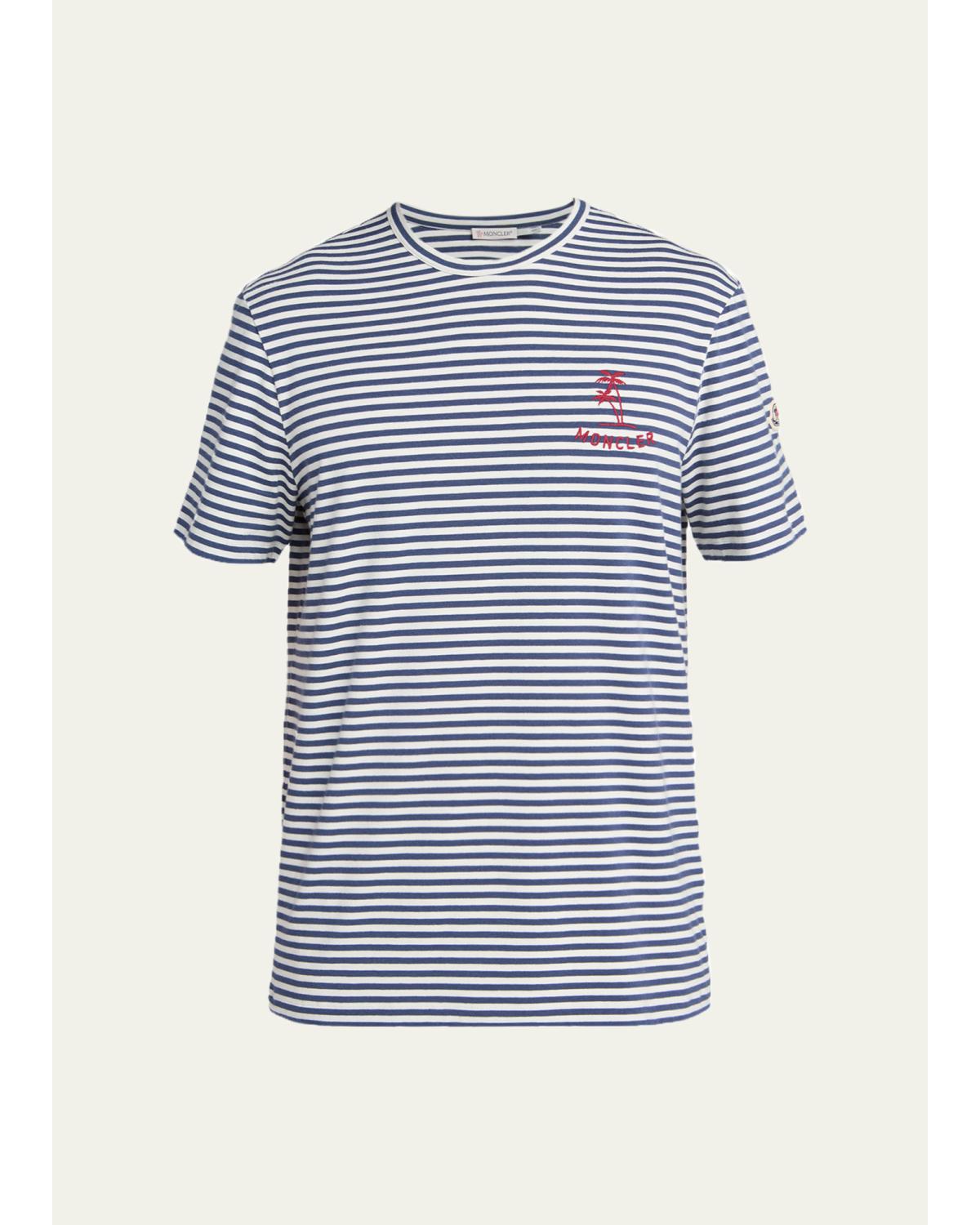 Men'S Palm Logo Striped Short-Sleeve T-Shirt