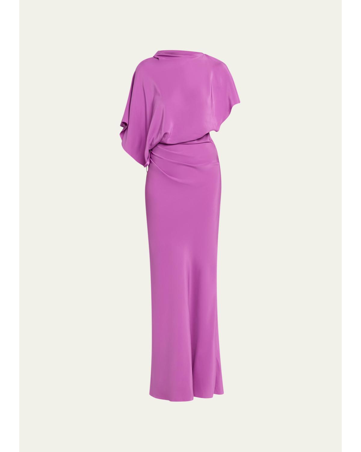 Backless Draped Satin Dress