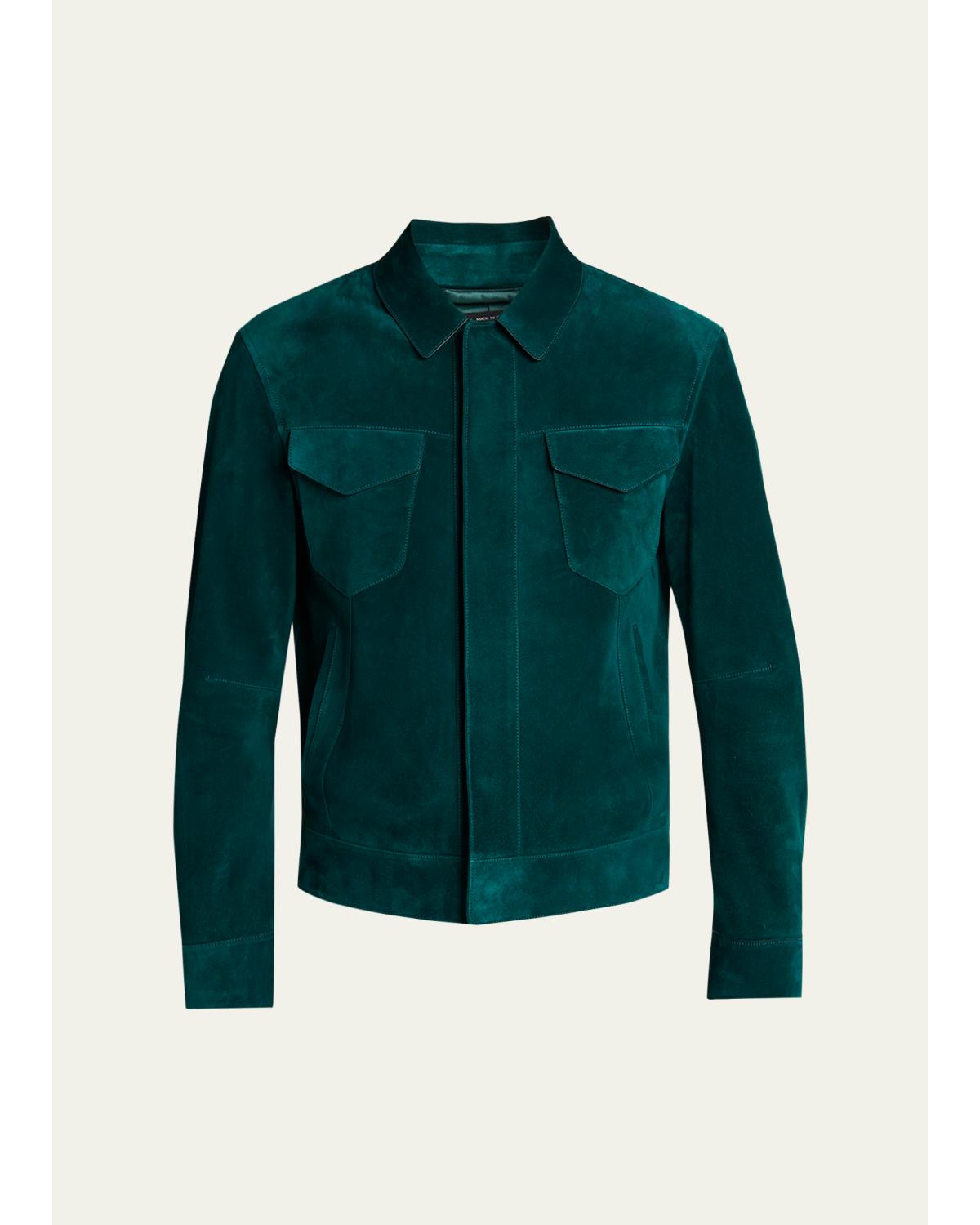Men'S Suede Snap-Front Western Jacket
