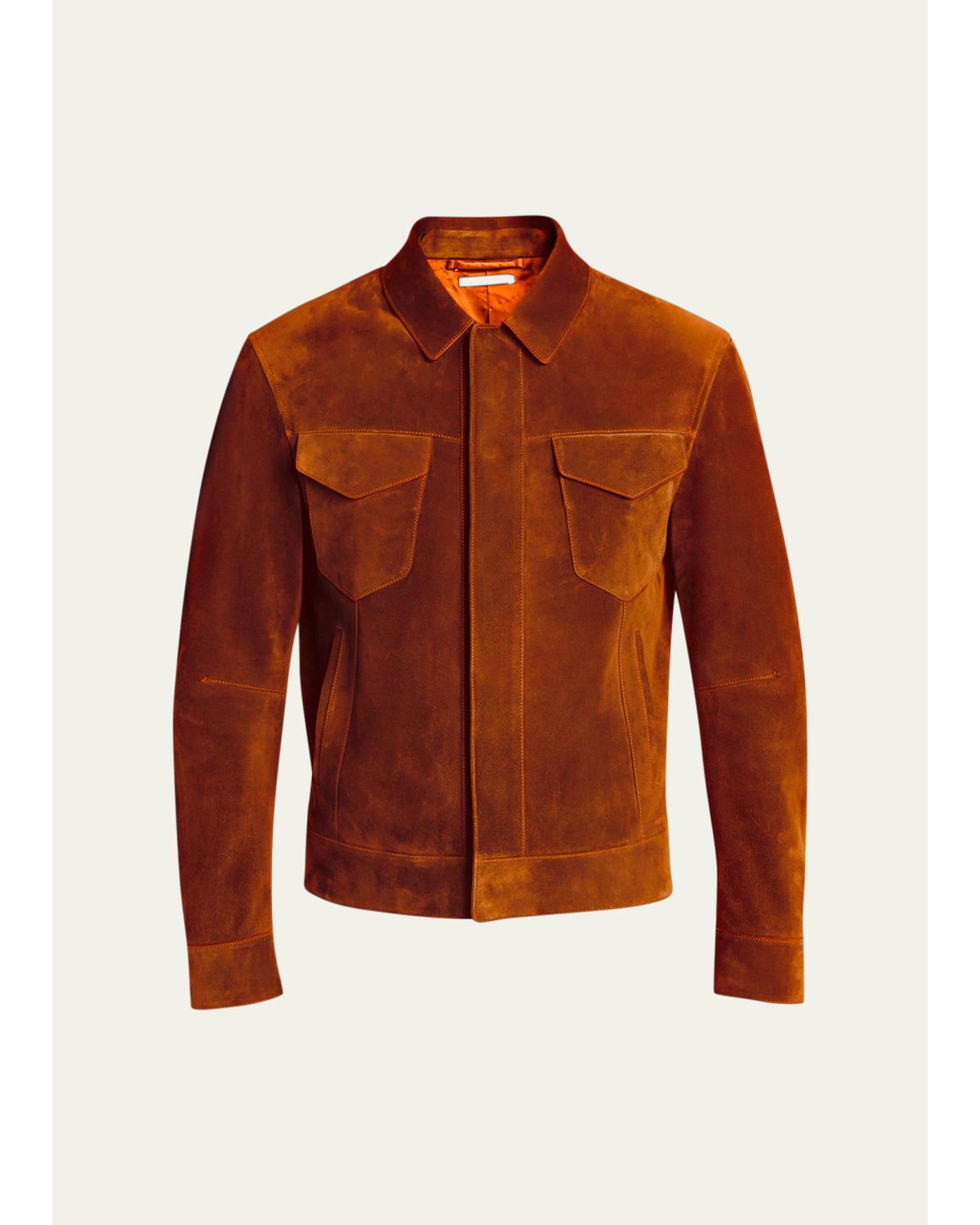 Men'S Suede Snap-Front Western Jacket