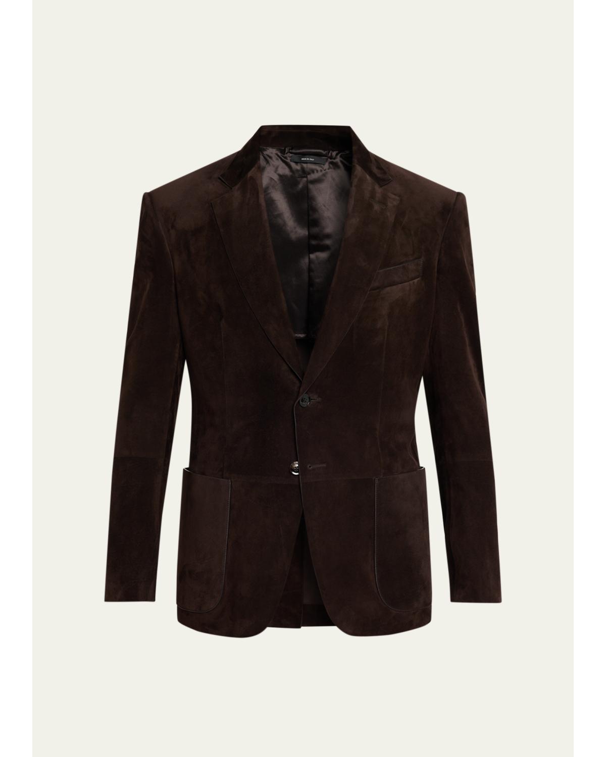 Men'S Suede Single-Breasted Blazer
