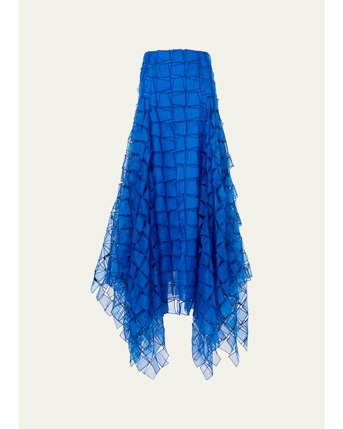 Embroidered Organza Maxi Handkerchief Skirt