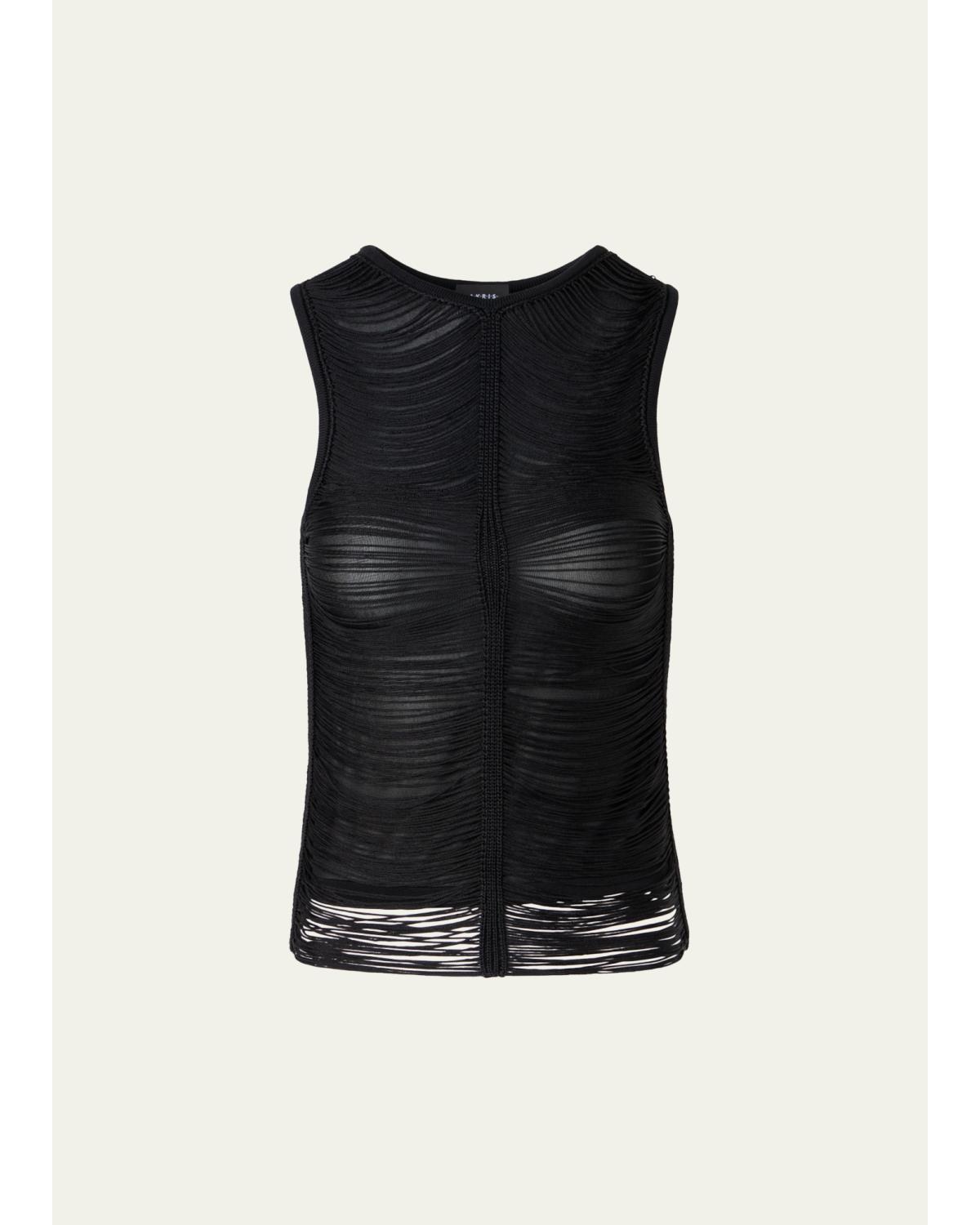 Trapezoid Embroidered Sleeveless Blouse