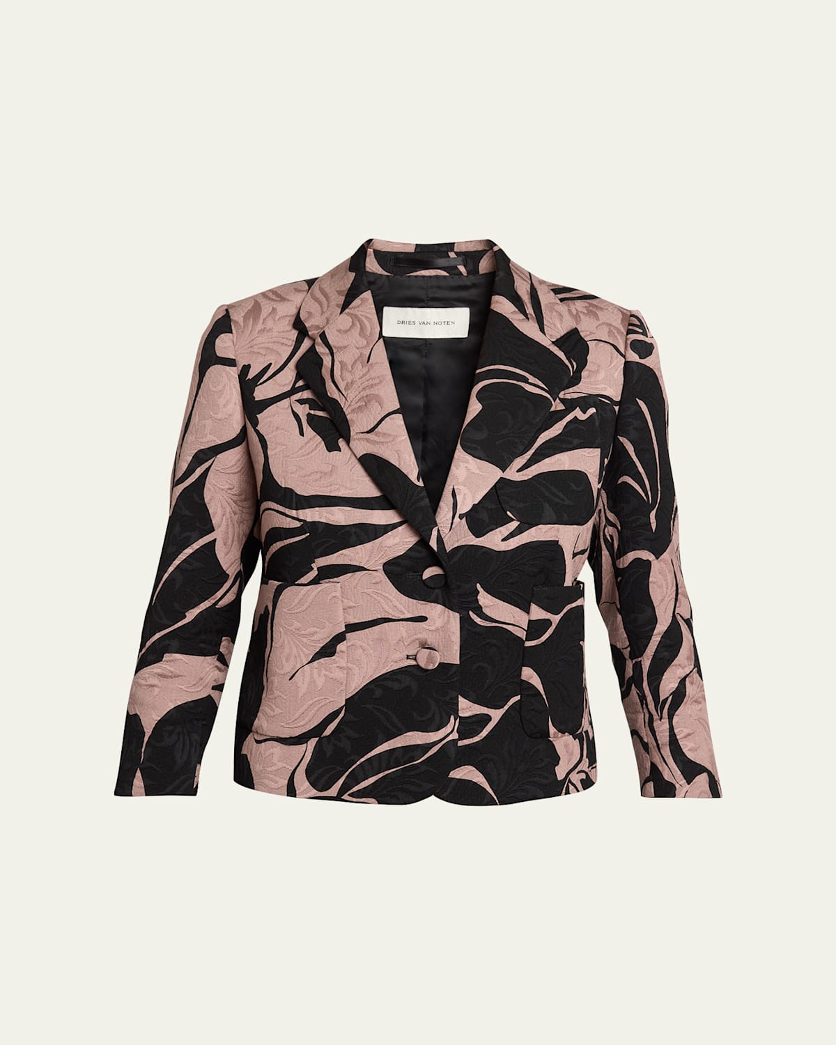 Dries Van Noten Bamis Floral Jacquard Single-breasted Jacket In Black