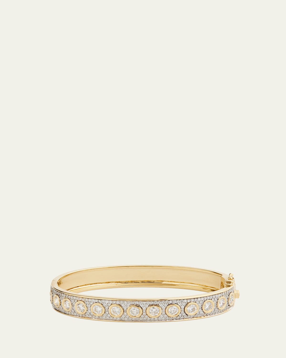 Jamie Wolf 18K Yellow &Amp; White Gold Bezel-Set &Amp; Pave Diamond Hinge Bangle