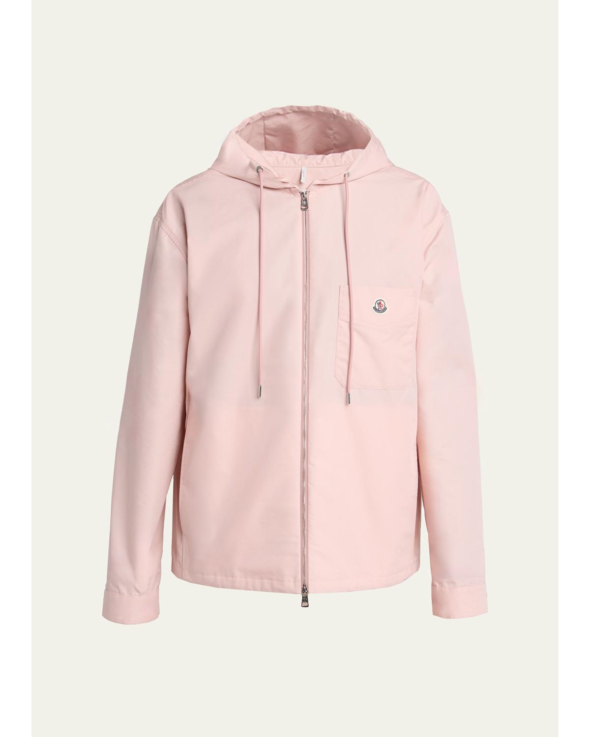 Men'S Pocket-Logo Poplin Full-Zip Hoodie